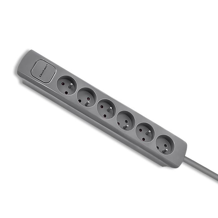 Qoltec 6-Socket Power Strip | 1.8m | Gray