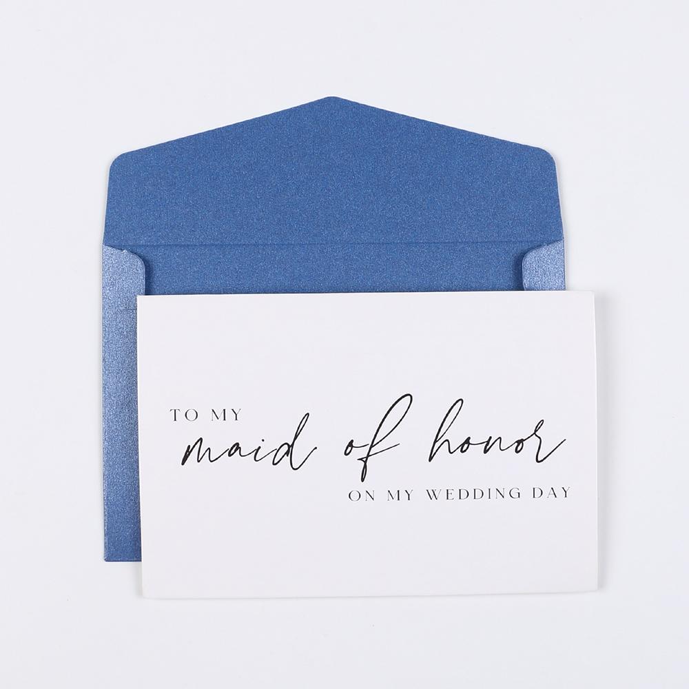 

1/5Pcs To My Maid Of Honor On My Wedding Day Card with Envelope for Wedding Invitation Bridesmaid Proposal 1Pc синий