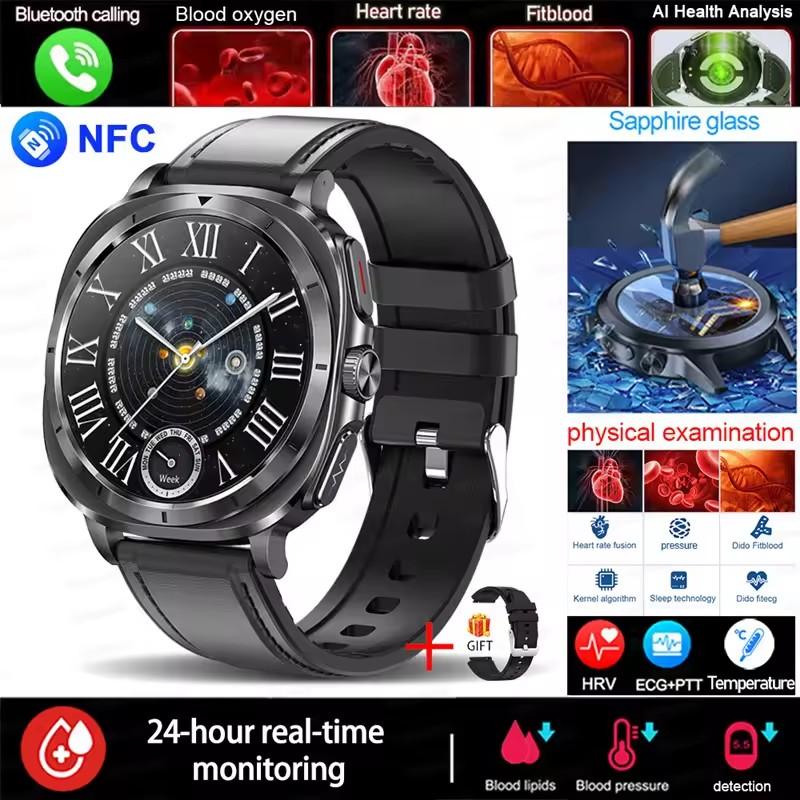 2025 Fashion New Expert Level Health Smart Watch Men ECG+PPG Laser Monitor Uric Acid Blood Fat Blood Pressure NFC HD Call Watch