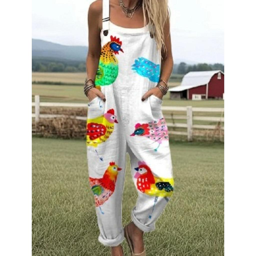 VIONA Damen Ärmelloser Jumpsuit Sommer Boho Floral Weites Bein Lange Hose Strampler Damen Träger Große Größen Freizeit Locker Latzhose