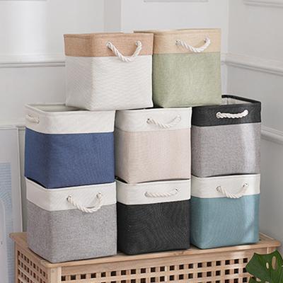Großer würfelförmiger, zusammenklappbarer Aufbewahrungskorb aus Leinenstoff, Aufbewahrungsbox, Regal-Organizer, Kinderzimmer, Heimschrank, Kleideraufbewahrungsbehälter mit Griffen