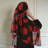 Rose Printed Chiffon Hijab Scarf Muslim Fashion Floral Printed Shawl Women Premium Chiffon Headscarf Beautiful Hair Wraps