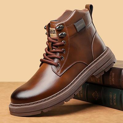 Wear-resistant and Breathable Men's Shoes Martin Boots Autumn and Winter Men's High-top Tooling Boots British Style Leather Boots