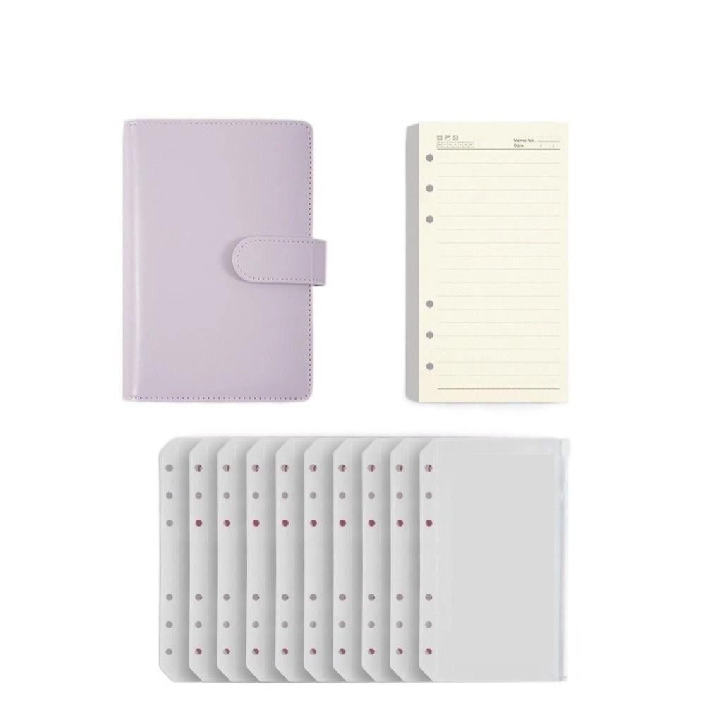 Pu Leather Loose-Leaf Notebook Macarone Color Budget Binder  Office Stationery Supplies