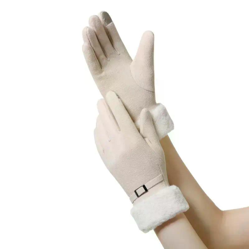 Fashion Gloves Autumn Winter Cute Furry Warm Mitts Full Finger Mittens Women Outdoor Sport Female Gloves Touch Screen Gloves