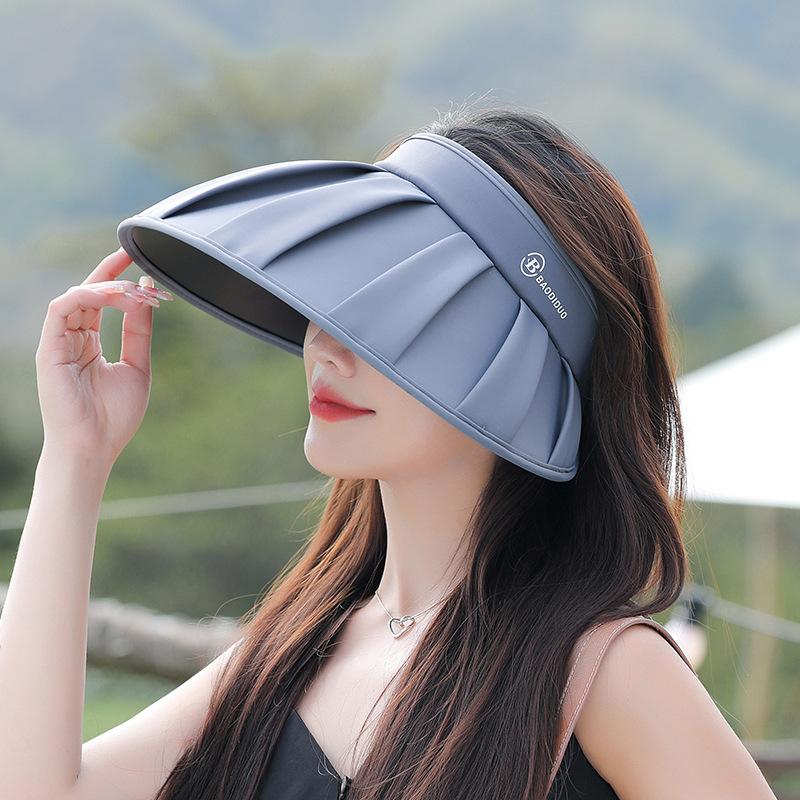 Summer Ice Silk Pleated Large Brim Empty Top Hat Fashionable Versatile Sun Protection Sun Hat Children UV Protection Sun Hat