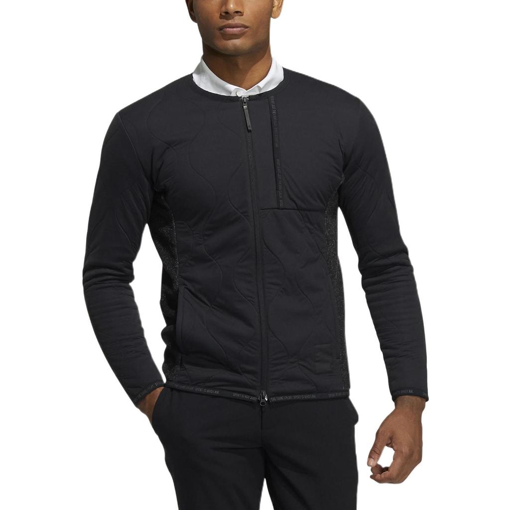 Adidas Solid Color Round Neck Zip-Up Jacket Men Outerwear Black GT3307