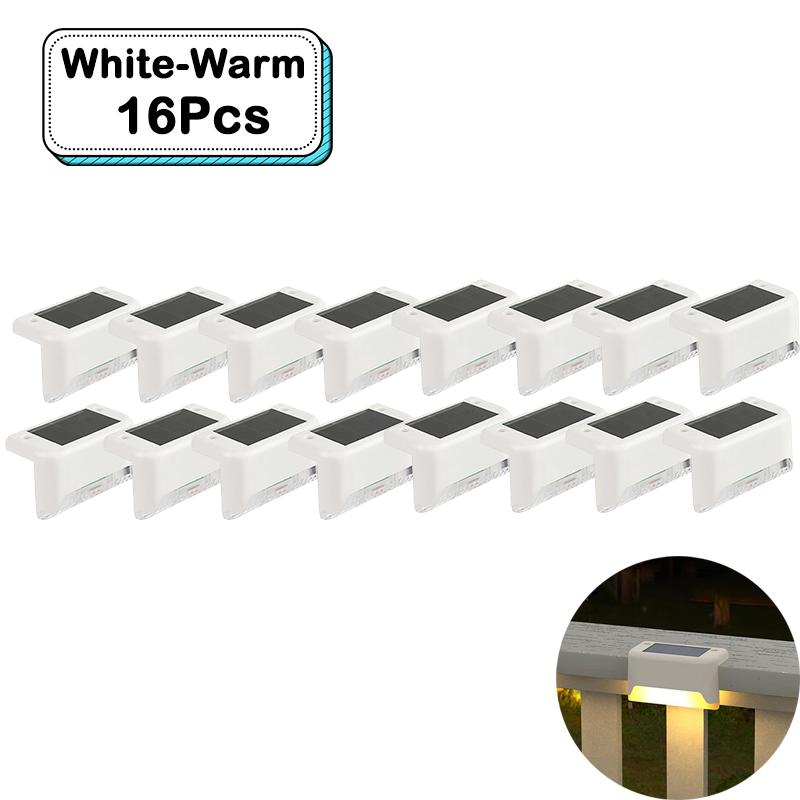 Lumières d'escalier solaires d'extérieur LED blanc chaud étanches éclairage de chemin d'escalier pour jardin patio clôture balcon décoration énergie solaire