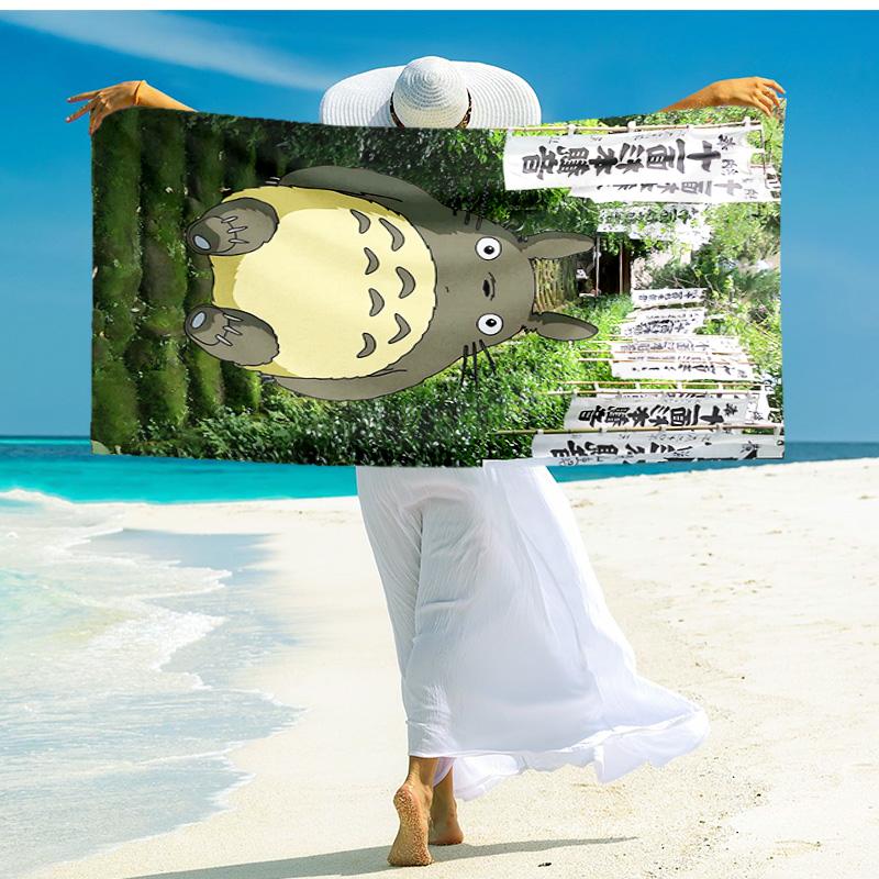 1pz Asciugamano da Spiaggia Avventura di Totoro Vicino, Asciugamano da Spiaggia Assorbente ad Asciugatura Rapida, Asciugamano da Spiaggia per Sport all'Aperto Nuoto, Morbido e Confortevole Y7184
