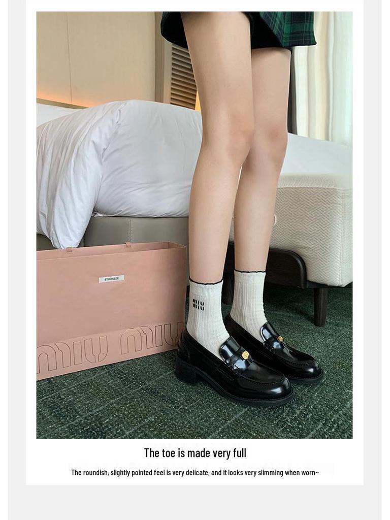 Women's Sheepskin Leather Slip-On Loafers with Chunky Heel and Coin Detail in Grape