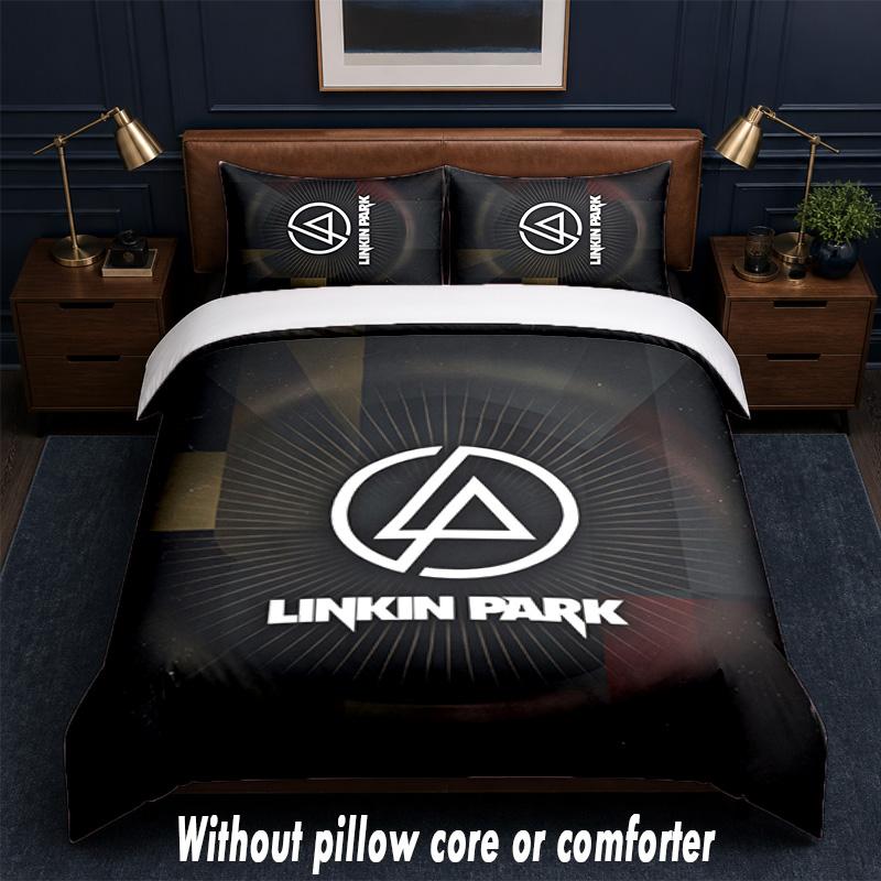 Linkin Park Design Bed Bedding Set 1 Duvet Cover + 2 Pillowcases Soft Breathable Household Bed Linens