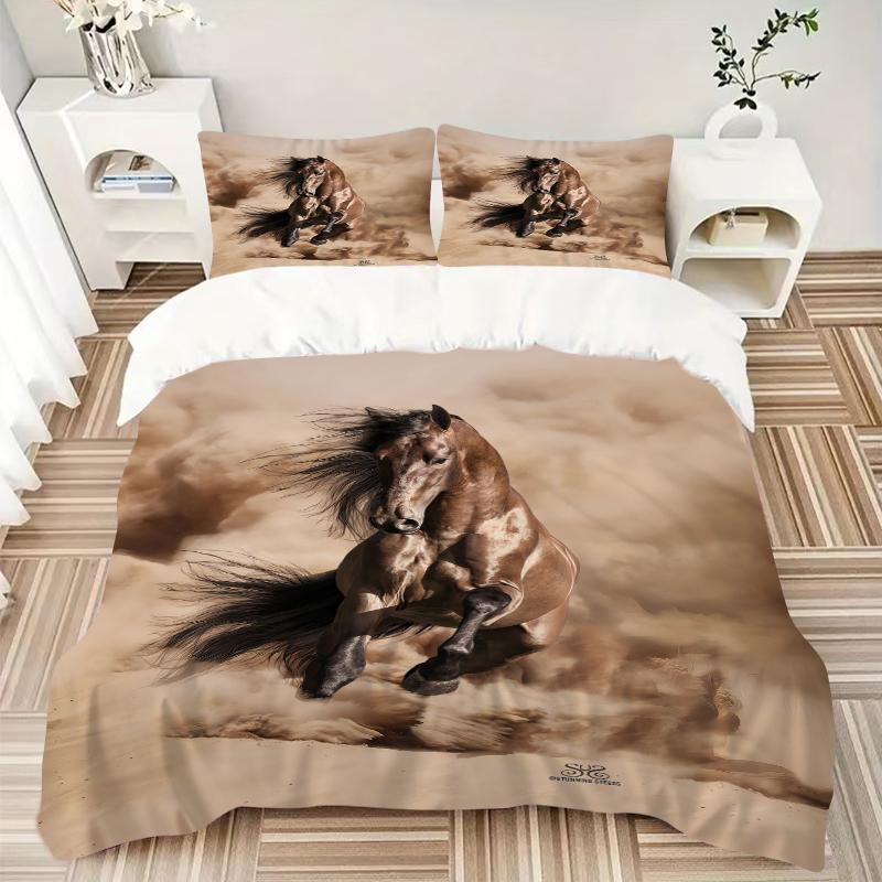 3Pcs Wild Horse Sandstorm Bedding Set Quilt Cover Pillowcase Home Christmas Xmas Halloween Gift 1 Duvet Cover 2 Pillowcase M928556