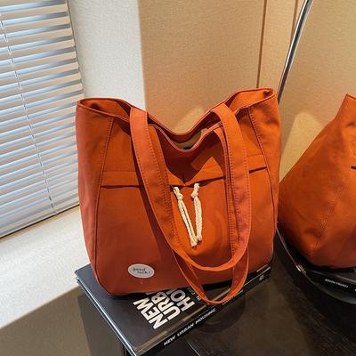 Large-capacity Student Make-up Bag, Simple Leisure, Literary and Versatile Shoulder Bag, Commuter Fabric Handbag