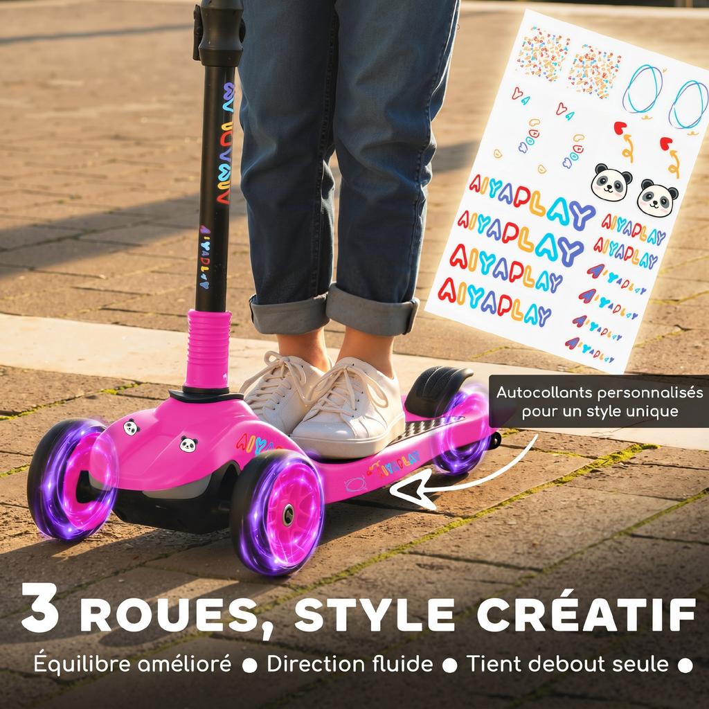Electric Scooter for Children 6+, Foldable, 3 Wheels, Max Speed 8 km/h, 64 x 29 x 83 cm, Pink