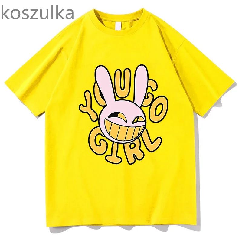 Anime The Amazing Digital Circus Jax Merch T-Shirt Bunnnyy you go Girl Unisex Kurzarm T-Shirt Lässiges T-Shirt Sommermode