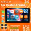 Android 14 Carplay Auto For Duster Arkana 2019 Car Radio Player Multimedia Stereo Navigation AI Voice Head Unit 360 Camera 2Din
