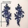 Pair of Floral Lace Applique Patches Embroidered Iron-On Decoration for Wedding Dress DIY Crafting - White