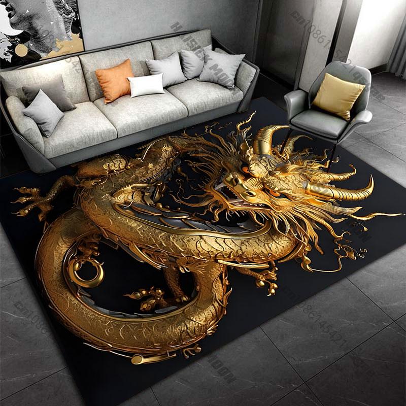 

Golden intricate dragoncarpet Yoga living room room decor children s crawling mat doormat area rug games floor mat 40x60cm