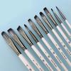 Dual-Color Nylon Hair Brush Set: 10 Pearl White Brushes for Watercolor & Oil Painting