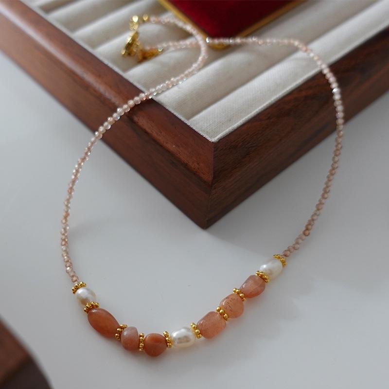 Natural Freshwater Pearl & Tiger Eye Bohemian Necklace - Autumn/Winter French Retro Clavicle Chain for Women