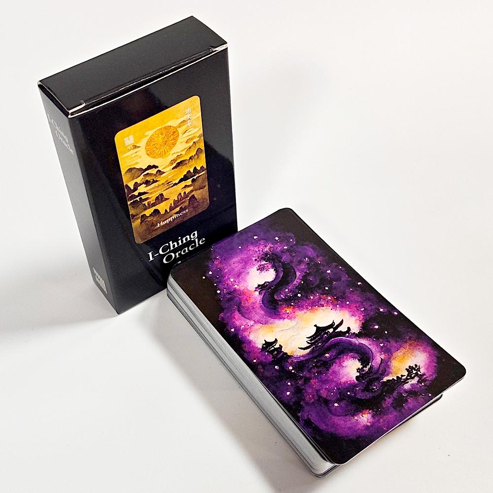 I-Ching Oracle Deck 64 Cards Traditional Ink Art Style 10.3*6cm Chinese Divination Tool for Spiritual Guidance and Meditation