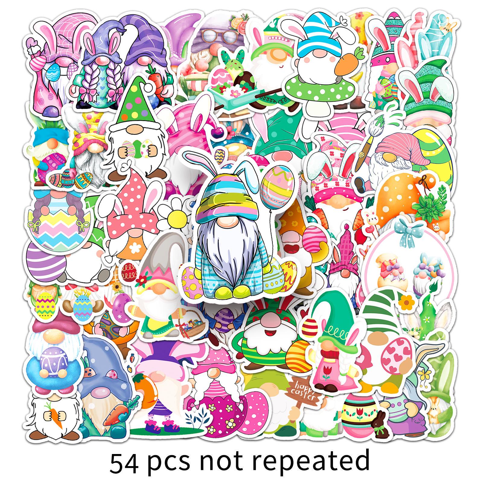 Easter Gnome Graffiti Cartoon Stickers for Suitcases - 54-Piece Set