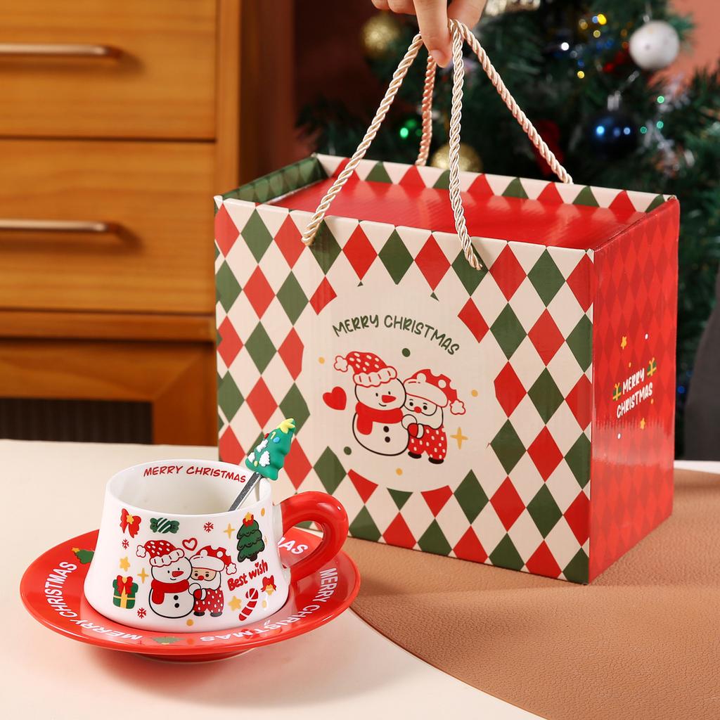 2026 Christmas Ceramic Coffee Cup and Dish Set Household Holiday Mugs Cups & Saucers Ceramic Birthday Gift Box Christmas Gifts
