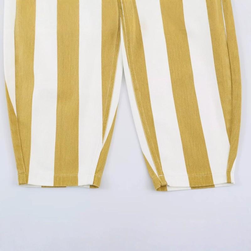 Womens High-Waisted Striped Tapered Jeans Casual Pants 2026 Cotton Blend Slim Fit