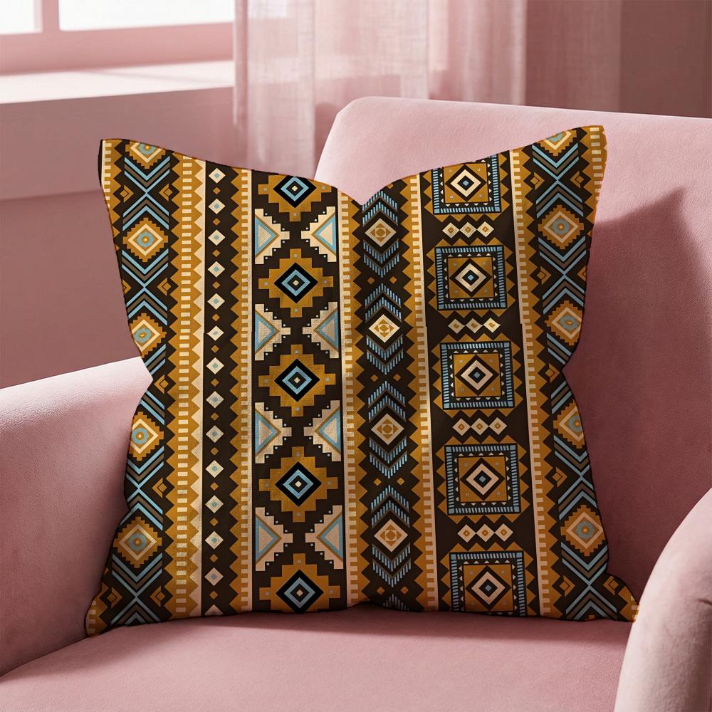 Retro Patterns Cushion Cover MultiScene Pillow Cover for Home Car Reversible Soft Durable for Daily Use