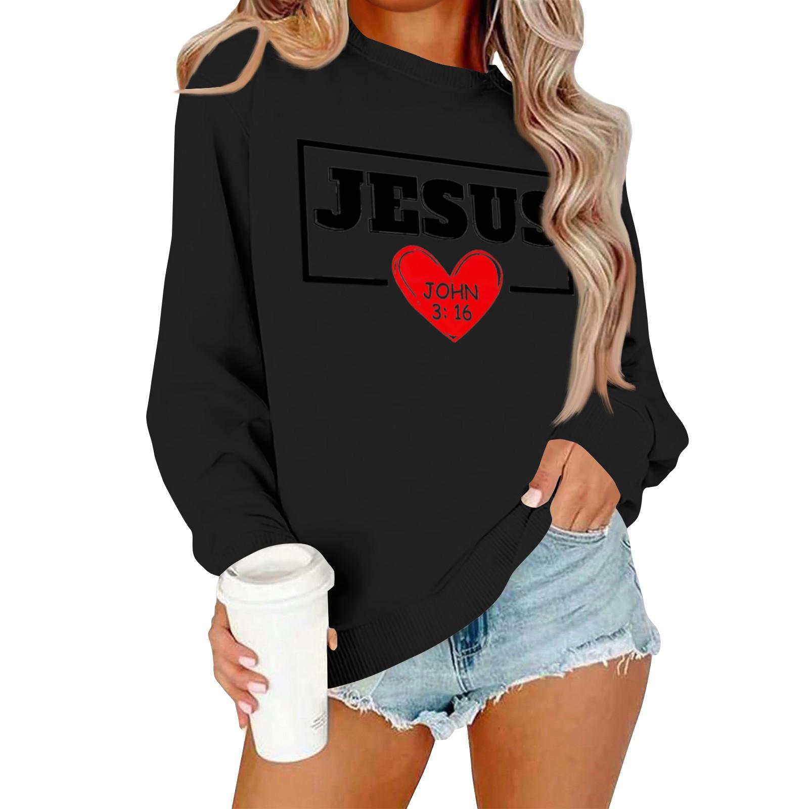 

Женская повседневная модная блузка с длинным рукавом и круглым вырезом с принтом и пуловером S чёрный