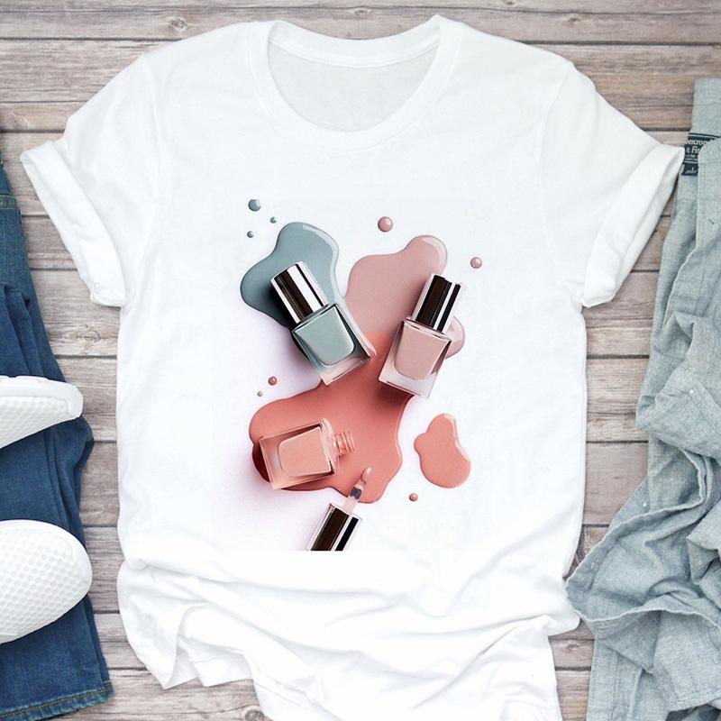 Women T-Shirt 3D Make Up Color Graphic Top Female T Shirt Harajuku Streetwear O-Neck Clothing Casual Ladies Tee Tops Shirts