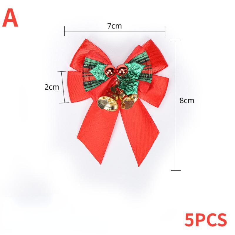 5PCS Christmas Decoration Bowknot with Bell Christmas Tree Wreath Decoration Accessories Gift Accessories