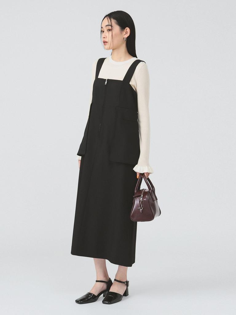 One Piece Out Pocket Dress BLACK 0 [Raybeams] Salopée Women's