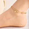 Trendy Double Layer Titanium Steel Love Heart Anklet Gold Versatile Foot Jewelry Set