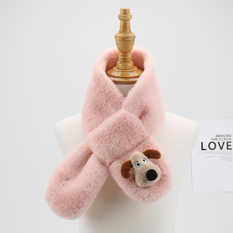 2025 Winter Children's Cartoon Faux Rabbit Fur Plush Scarf - Warm, Thick, and Furry Neck Warmer
