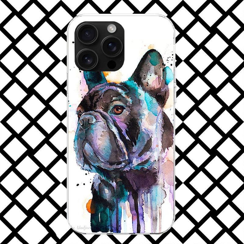 

French Bulldog Dog Pug Phone Case for iPhone 17 Air 16 16E 15 14 Plus 13 Mini 12 11 Pro Max 7 8 + SE 2020 Soft Cover Fundas 17 A iPhone 12 (12 Pro)