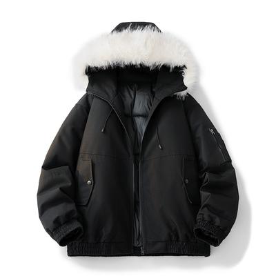 The Same Winter New Fur Collar Padded Jacket Thickened Hooded Thickened Thermal Casual Jacket