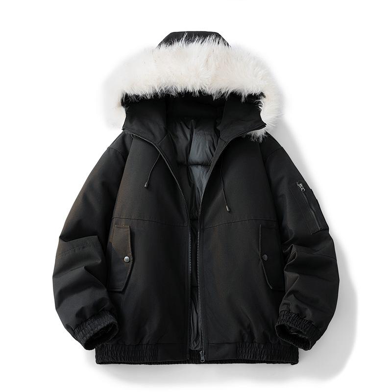 Parker Workwear Cotton Clothing Men and Women Section of The Fall and Winter Hair Collar Cotton Jacket Thickened Couple Models Hooded Cotton Jacket