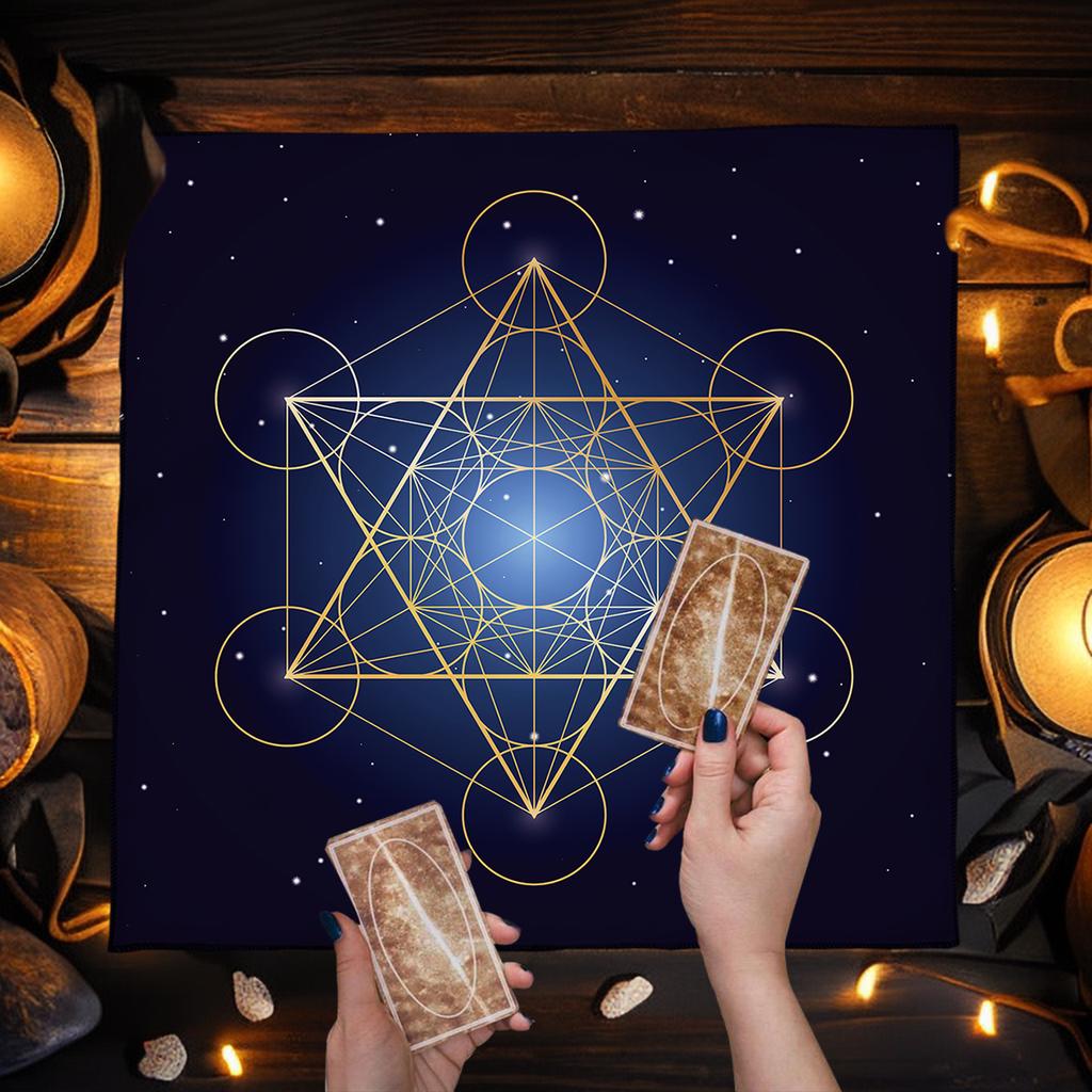 Geometrisches Altar Tuch Tarot Karten Tischdecke Mit Blume des Lebens Design Tarot Karten Lesematte Für Metatron Würfel Hexenhaftes Geschenk