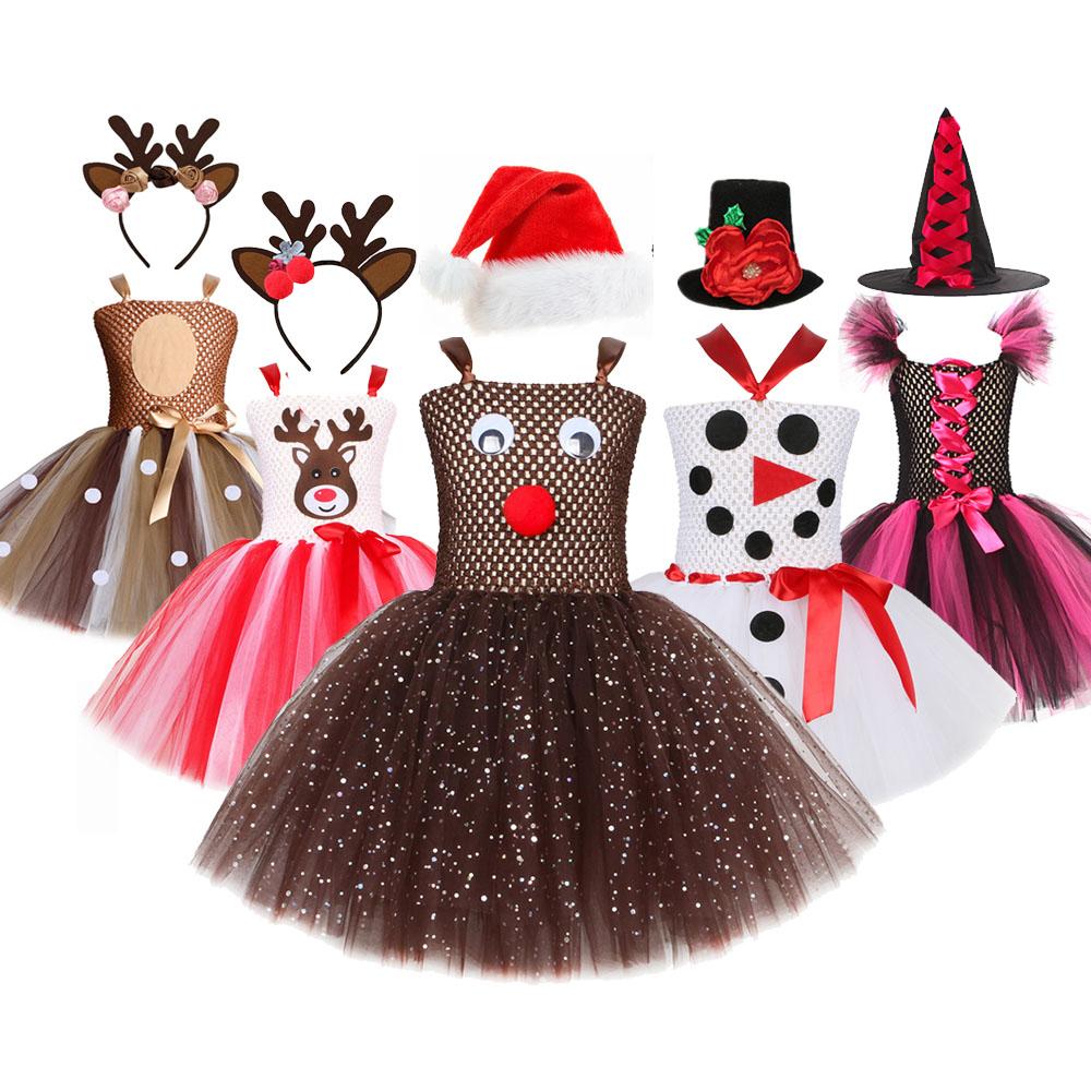 

Рождественский костюм-пачка для девочек с изображением лося и оленя, детское рождественское карнавальное нарядное платье принцессы, балерина, Хэллоуин, день рождения для девочек