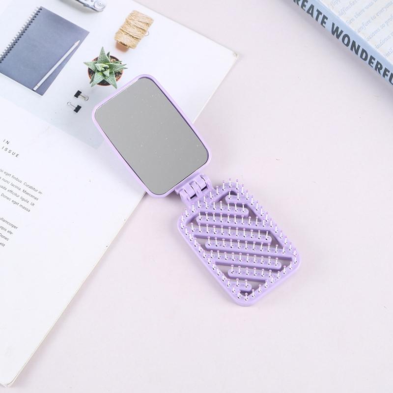 

Мини карманное зеркало складная расческа для девочки женщины портативное квадратное карманное маленькое дорожное массажная расческа для волос с зеркалом аксессуар для укладки фиолетовый