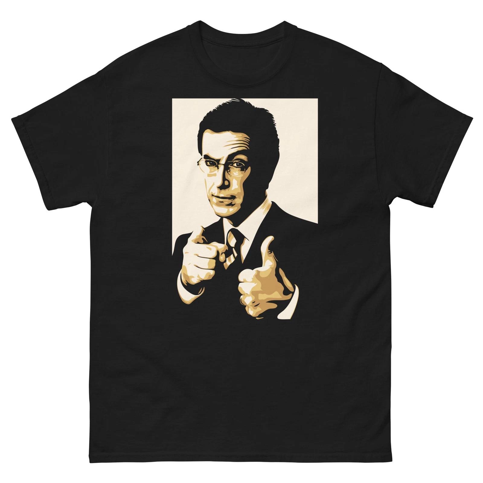 

Stephen Colbert Portrait Black Graphic 100% Cotton T-shirt Mens Tees Top Unisex classic tee 3XL