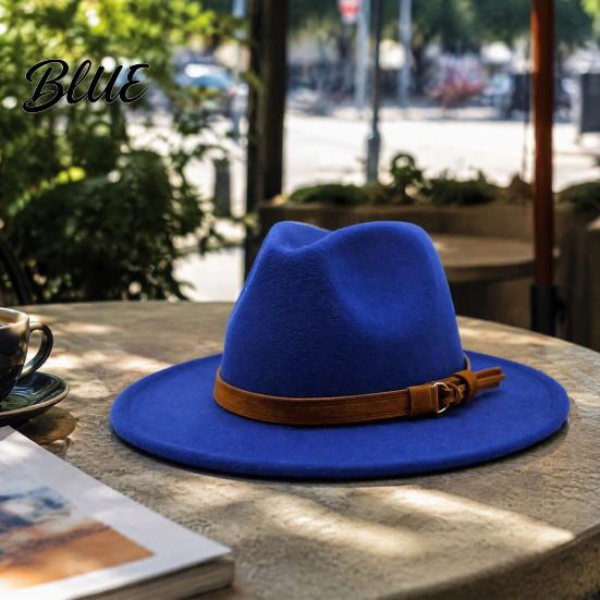 Chapeau Décontracté pour un Usage Quotidien Chapeau Fedora en Feutre de Laine Panama Unisexe avec Bande en Simili Cuir Headgear Laineux Durable Trilby à Large Bord Vintage pour Femmes