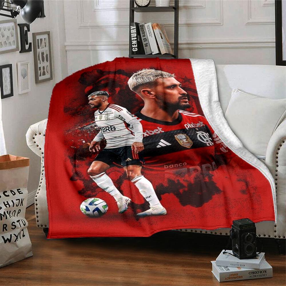 Soccer Athlete Collage Print Flannel Throw Blanket, Sports Fan Soft Warm Blanket for Sofa Bed Couch Home Use