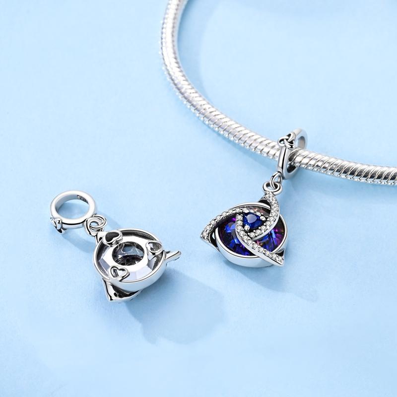 copper Blue Trinity Celtic Knot Angel Loop Pendant Charm Compatible With Authentic Charm Bracelets Women Do It Yourself Jewellery Gift