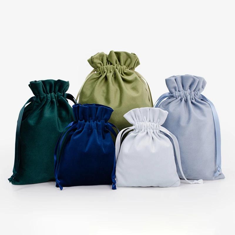 Velvet Drawstring Bag Portable Jewelry Makeup Storage Pouch Dustproof Wrapping Bag for Candy Party Favor Christmas Gift