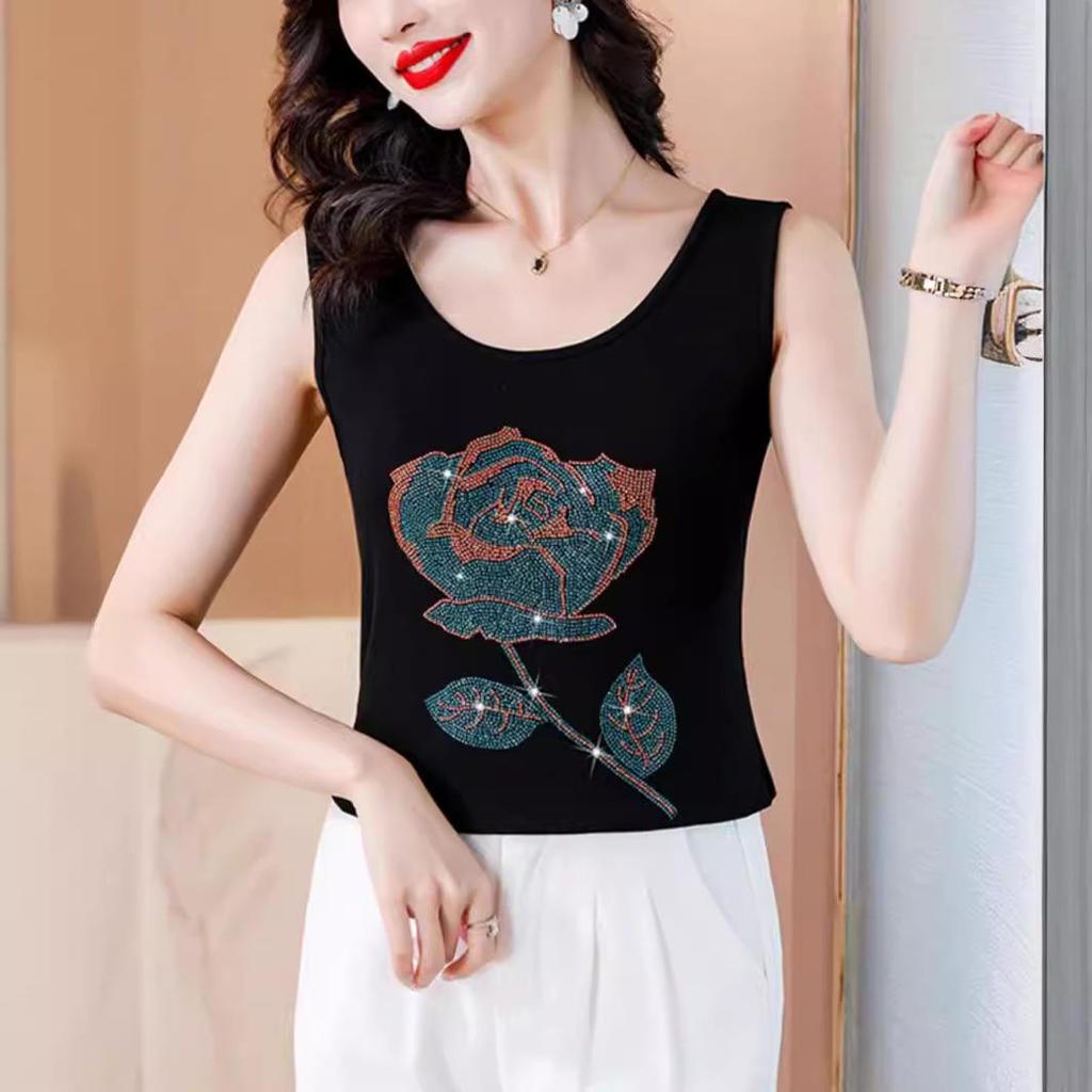 Women's Diamond Camisole: Slim Fit, Large Size, Elastic, Sleeveless Vest for Spring and Summer