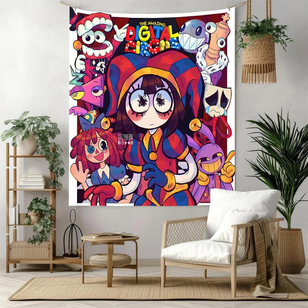 Digital Circus2 Wall Decor Tapestry Art For Pet Memorial Birthdaywedding Party Backdrop Family Gift