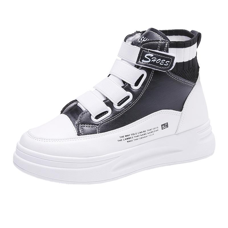 

Удобная женская обувь. Весенне-летние новые дышащие белые туфли с толстой подошвой и высоким берцем. Повседневная универсальная обувь на потайном каблуке. 40