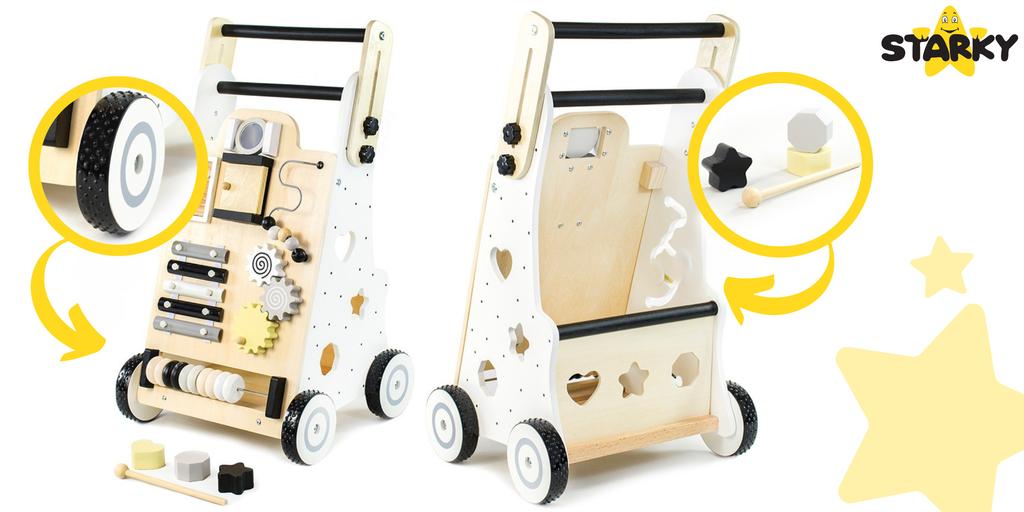 Wooden Pusher Ride-On Toy For Children, Children's Walker, Manipulation Board